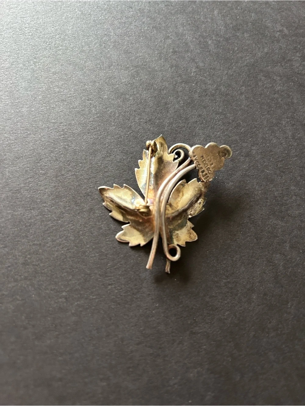 Taxco Mexico Sterling Silver Grape Leaf Brooch